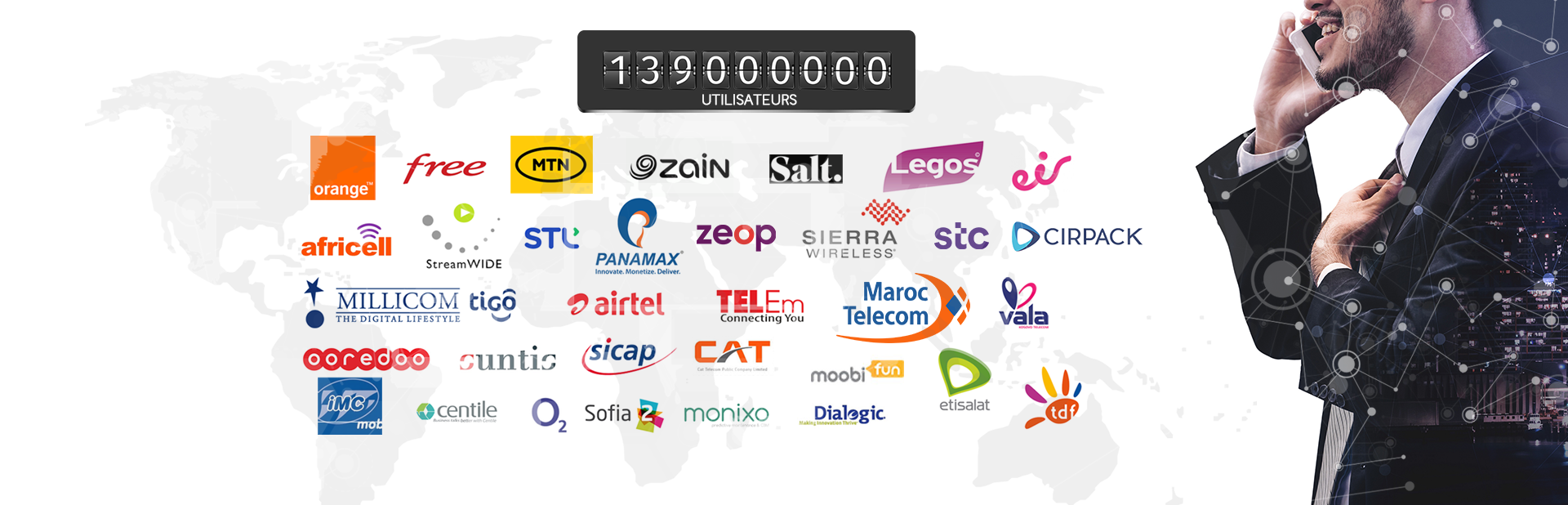 logos de tous les clients et partenaires du leader Ouroboros Telecom